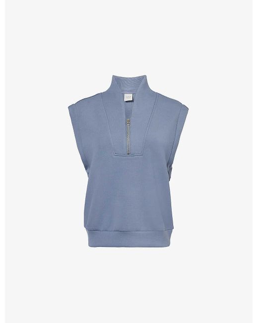 Varley Blue Loretta Half-zip Stretch-jersey Top