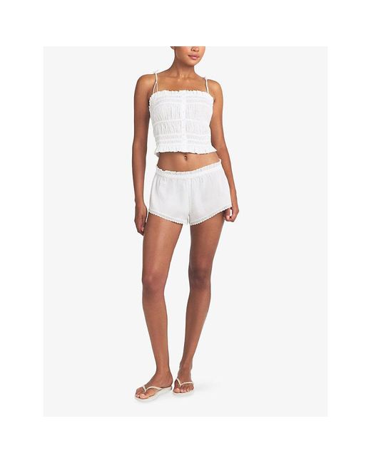 Skims White Poplin Apparel Ruffle Cotton-Blend Cami Top