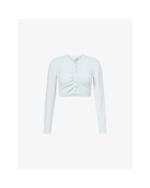 FRAME Blue The Joyride Cropped Cotton Cardigan