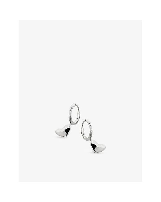 Monica Vinader Metallic Heart Drop 18Ct-Plated Vermeil Sterling- Huggie Earrings