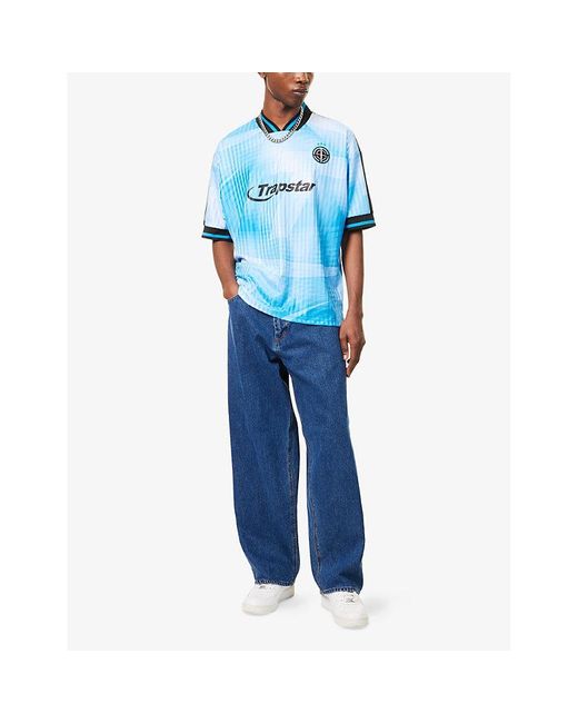 Trapstar Blue Hyperdrive Graphic-Print Woven Top for men