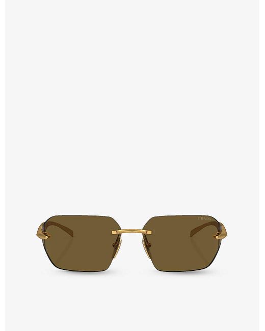 Prada Green Pr A55s Irregular-frame Metal Sunglasses