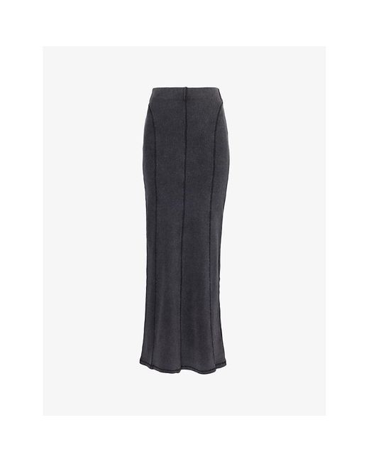 Daily Paper Black Nalia Ribbed High-rise Stretch-cotton Maxi Skirt