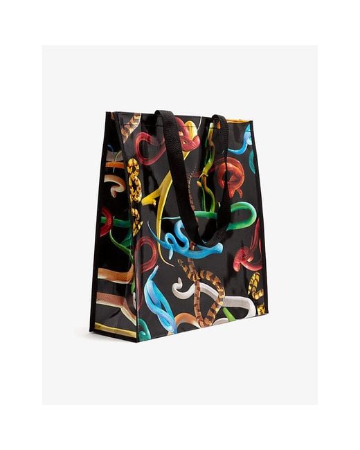 Seletti Womens Wears Toiletpaper Snakes Shopping Bag