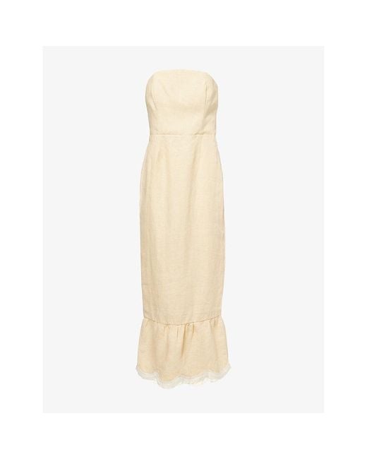 Posse Natural Essie Strapless Linen Midi Dress