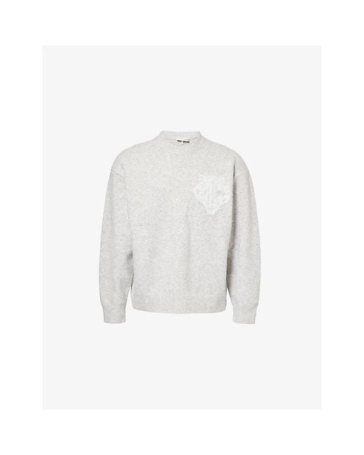 The Couture Club White Fluffy Emblem Knitted Jumper for men