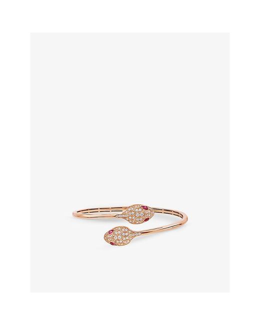BVLGARI White Serpenti 18Ct Rose- And 1.08Ct Brilliant-Cut Diamond Bangle Bracelet