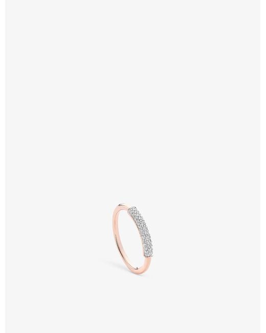 Monica Vinader Metallic Fiji Bar Recycled 18ct Rose Gold-plated Vermeil Sterling Silver And Diamond Stacking Ring