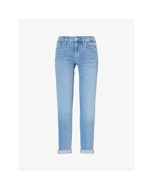 FRAME Blue Le Garcon Skinny-leg Mid-rise Organic Denim-blend Jeans