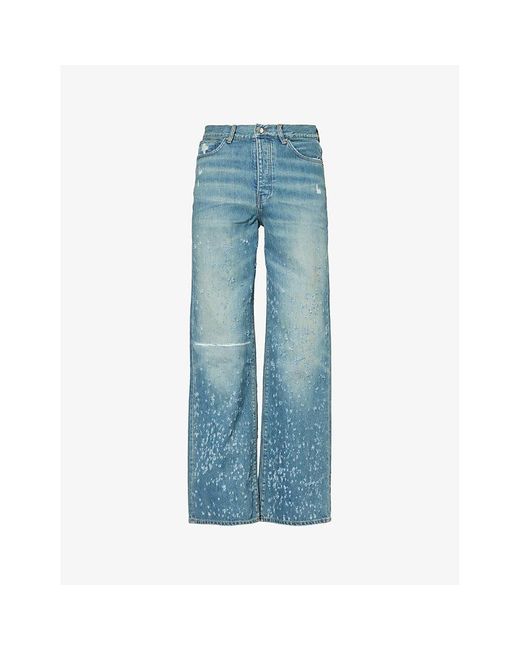 Amiri Blue Shotgun baggy Distressed Relaxed-fit Wide-leg Jeans for men