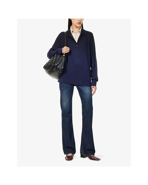 Acne Blue Koyat Layered Wool-Blend Top