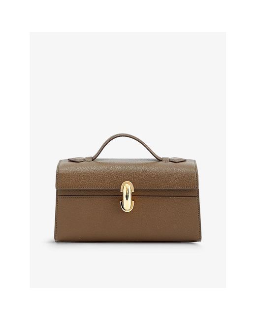 SAVETTE Brown Symmetry Pochette Leather Top-handle Bag