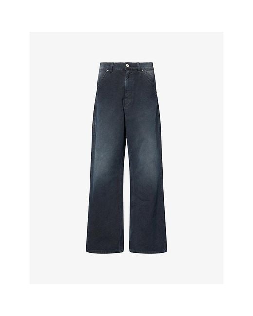 Marni Blue Straight-Leg Embroidered-Logo Denim Jeans for men