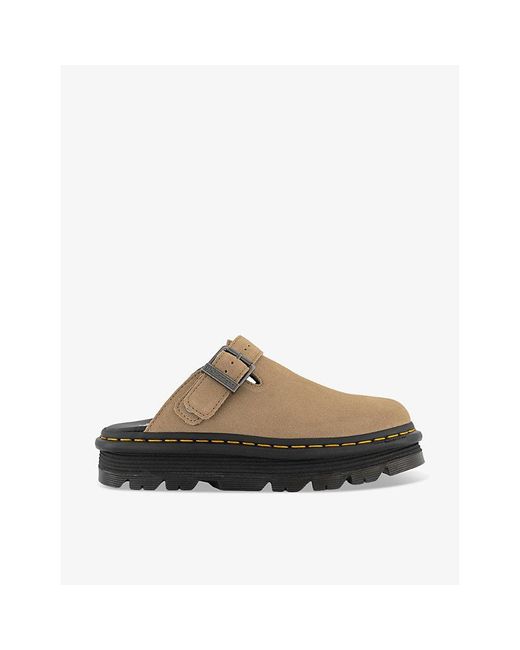 Dr. Martens Brown Zebzag Platform Suede Mules