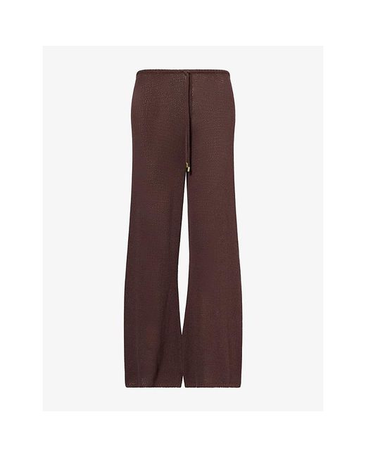 Cheap Monday Brown Belize Open-Knit Cotton-Blend Trousers