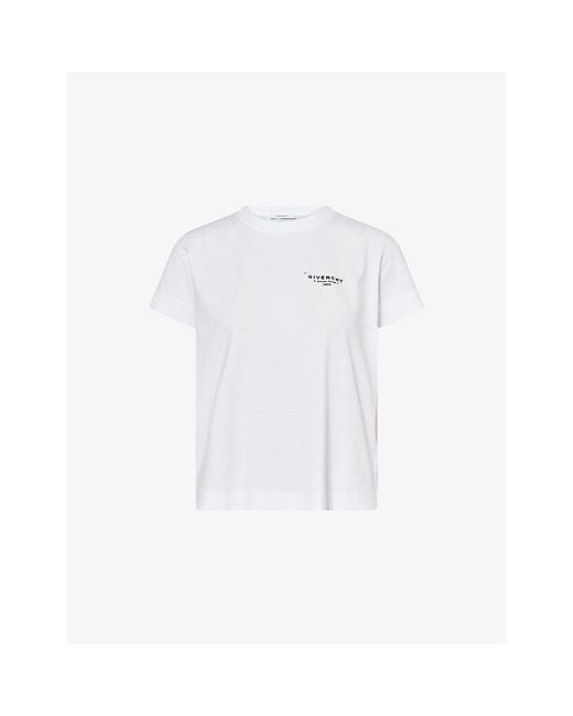 Givenchy White Logo-Print Cotton T-Shirt