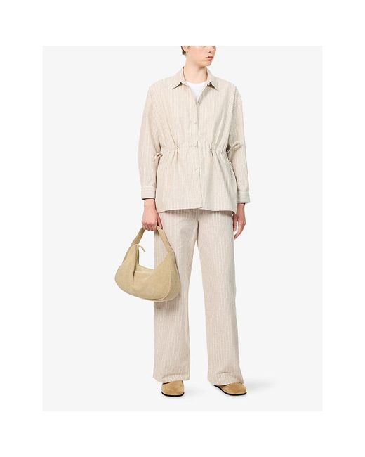 Kayanee Natural Relaxed-Fit Straight-Leg Cotton-Blend Trousers