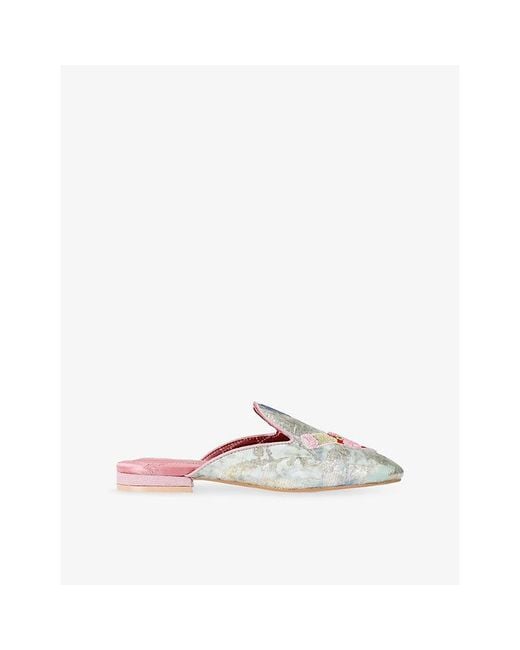 Kurt Geiger Multicolor Embroidered Jacquard Satin Slippers