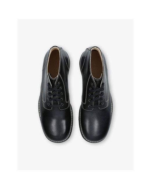 Lemaire Black Stitch Leather Derby Boots for men