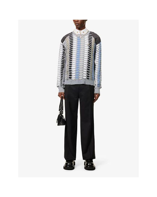 Vivienne Westwood Blue/black Marcel Abstract-pattern Knitted Jumper for men