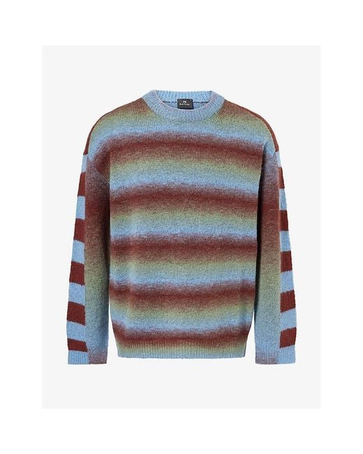 Paul Smith Blue Striped Wool-Blend Jumper for men