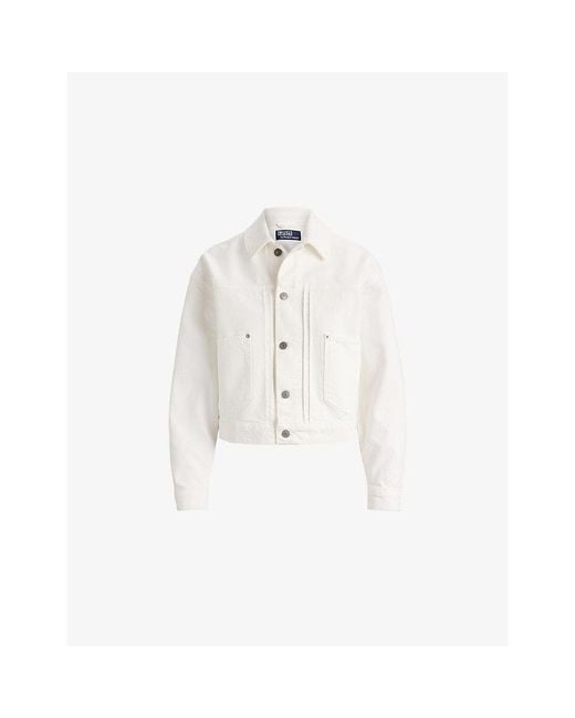 Polo Ralph Lauren White Relaxed Patch-Pocket Denim Trucker Jacket