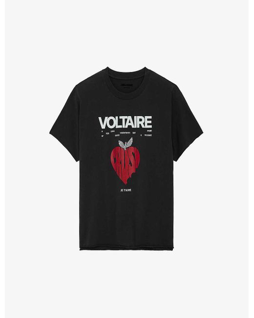 Zadig & Voltaire Black Tommer Graphic-print Short-sleeve Cotton T-shirt