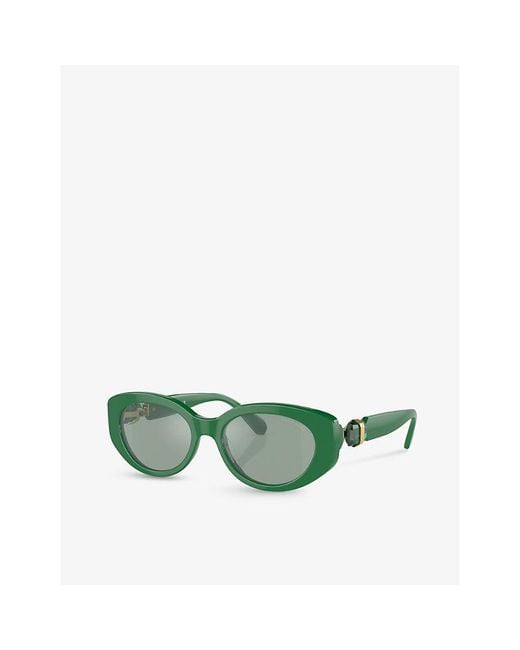 Swarovski Green Sk6002 Oval-frame Acetate Sunglasses