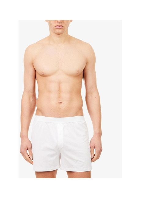 Sunspel White Q82 Loose-fit Superfine Cotton Boxer for men