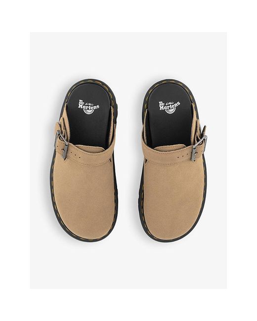 Dr. Martens Brown Zebzag Platform Suede Mules