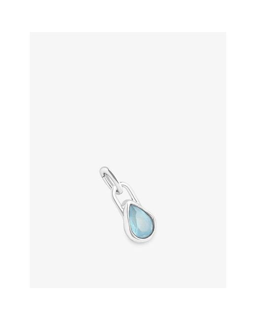 Astrid & Miyu Blue March Rhodium-Plated Sterling- And Aquamarine Birthstone Charm