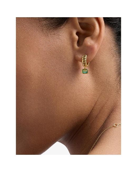 Astley Clarke Metallic Aurora Ridge 18Ct- Plated Sterling- And Chalcedony Drop Huggie Earrings