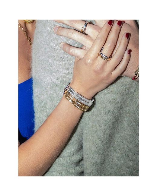 Apm Monaco Natural Bonheur Morse Code 18Ct-Plated Metal Alloy And Zirconia Bangle
