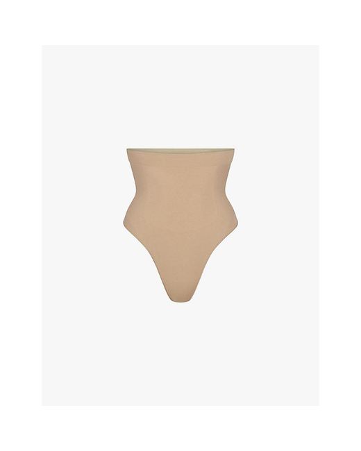 Skims White Seamless Sculpt High-Rise Stretch-Woven Thong