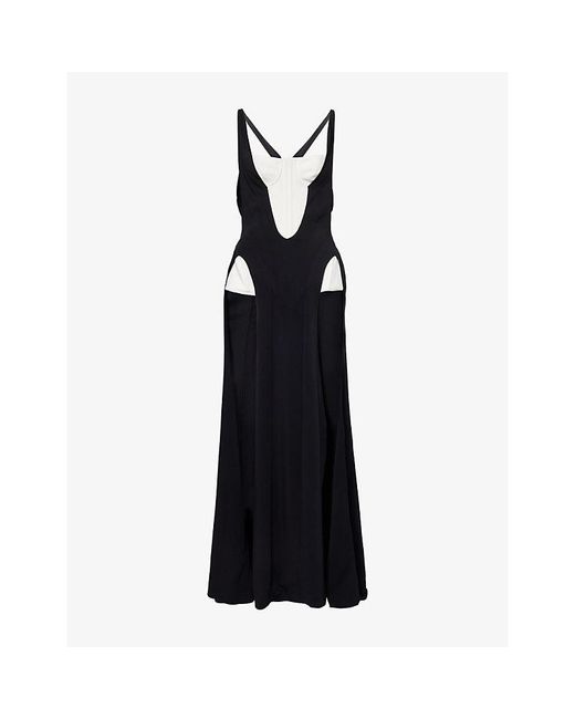 Mugler Black Corset Open Stretch-Woven Gown