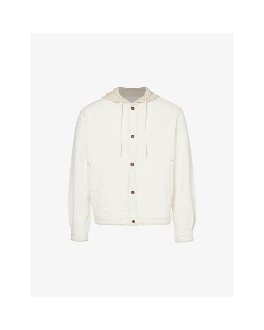 Emporio Armani White Logo-embossed Relaxed-fit Stretch-denim Jacket for men