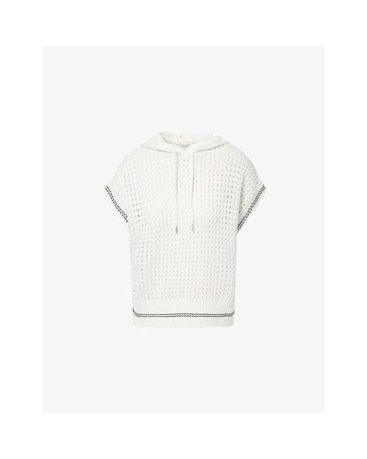 Varley White Vittoria Cotton Knit Hoody