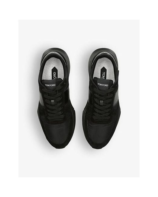 Tom Ford Black jagga Panelled Leather Low-top Trainers for men