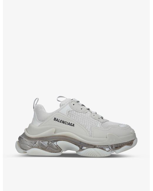 Balenciaga Women's Triple S Clear Sole Faux-leather And Mesh Trainers in  White | Lyst Canada