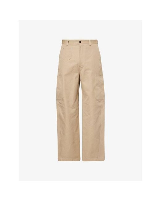 Givenchy Men's Natural Cargo Wide-Leg Cotton Pants