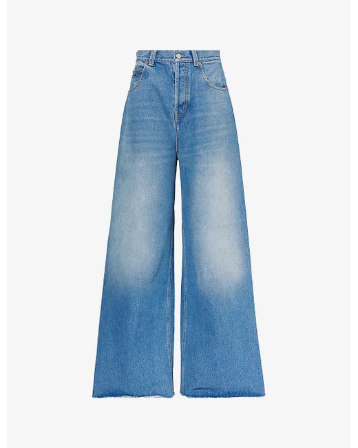 Gucci Blue Wide-leg High-rise Jeans