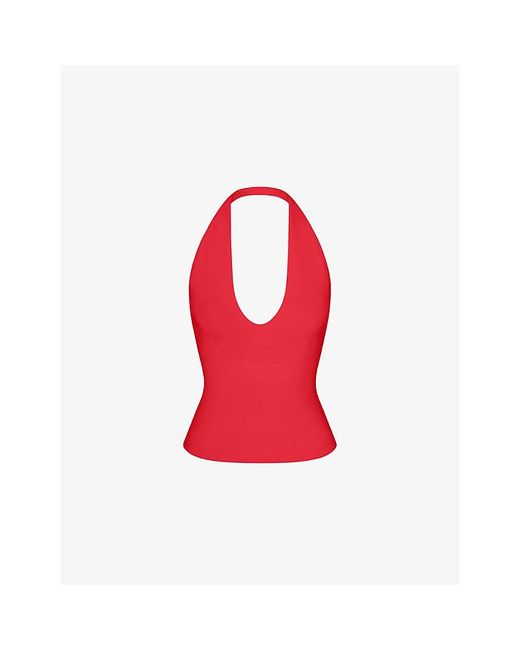 Skims Red Smooth Layers Halterneck Modal-Jersey Top
