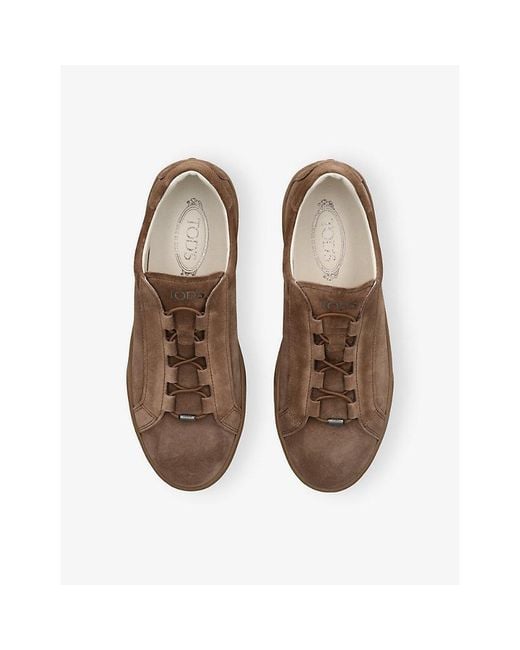 Tod's Brown Casetta Suede Trainers for men