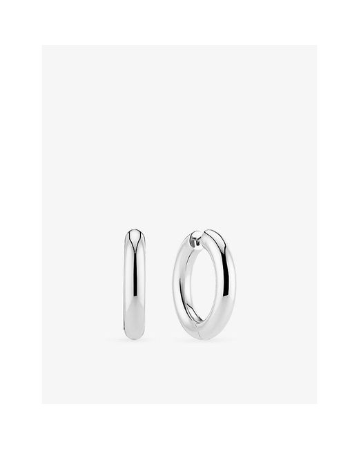 Sif Jakobs White Carrara Pianura Rhodium-Plated Hoop Earrings