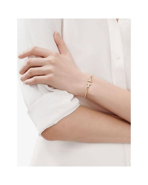 Tiffany & Co White Tiffany T Wire 18Ct- And Mother-Of-Pearl Bracelet