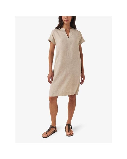 The White Company Natural Relaxed-fit Pintuck Linen Mini Dress