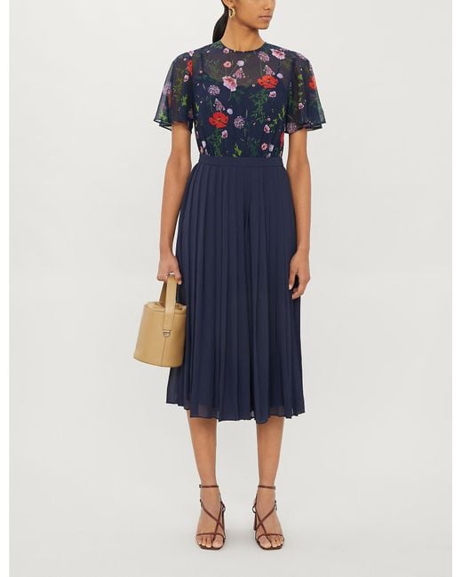 Ted Baker Blue Hedgerow Pleated Culotte Jumpsuit