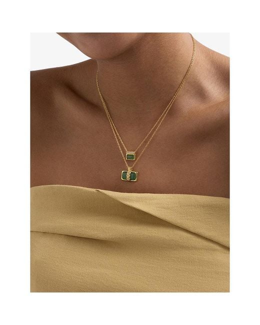 Astley Clarke Metallic Aurora Ridge 18Ct- Plated Sterling- And Chalcedony Necklace