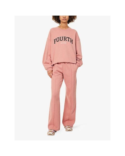 4th & Reckless Pink Leon Brand-Print Cotton Sweatshirt