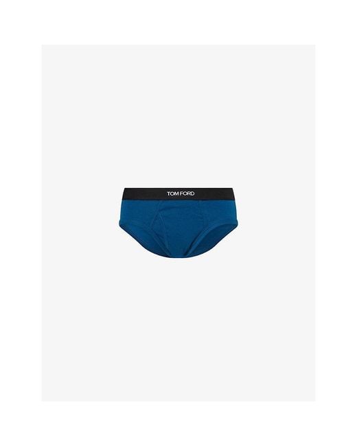 Tom Ford Blue Classic Cotton-Jersey Boxer Briefs for men